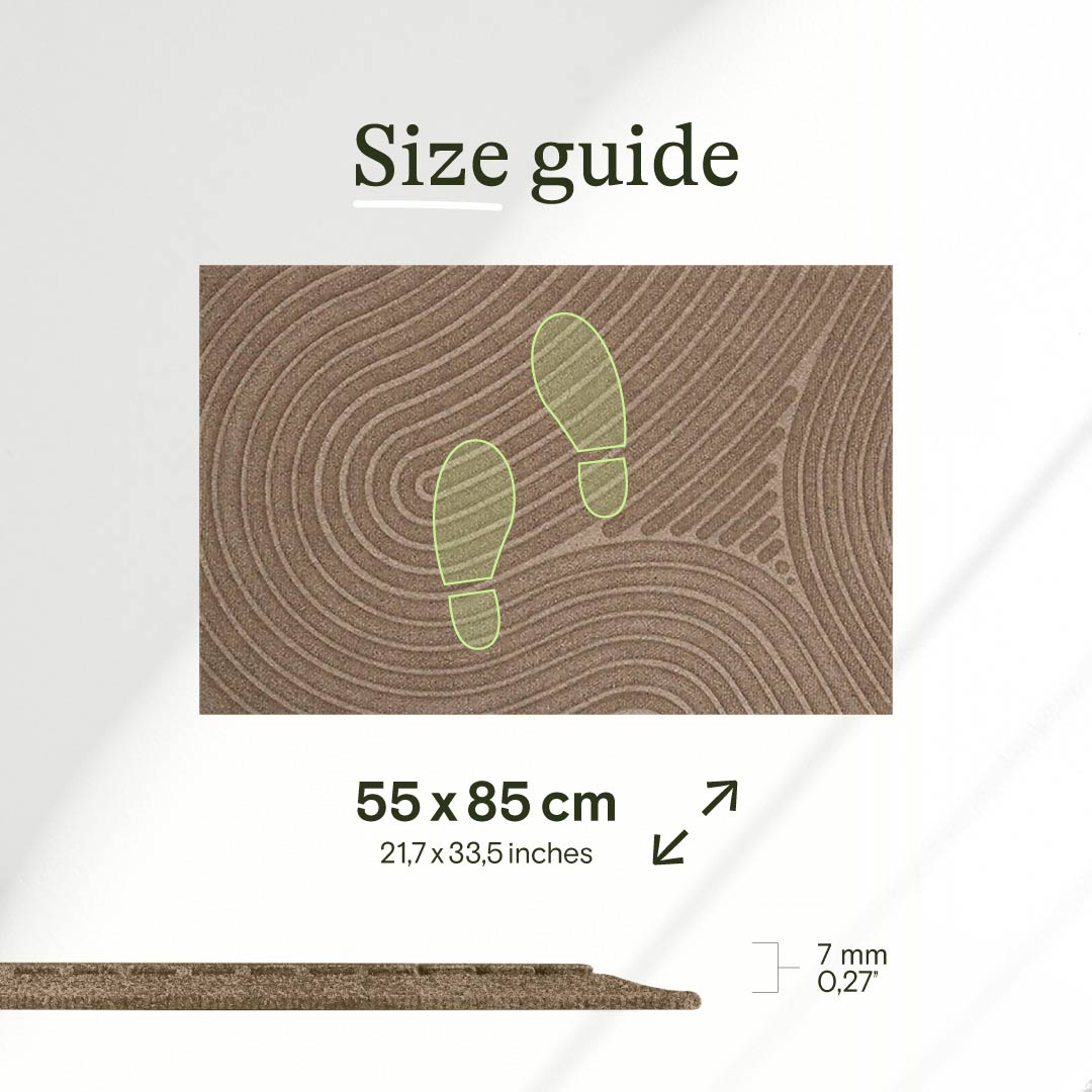sizeguide of a waterhog doormat