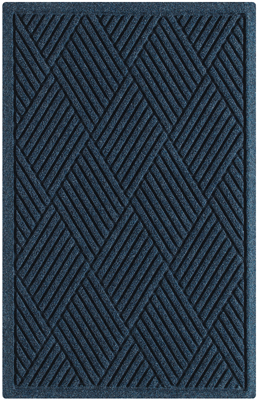 Blue textured mat with geometric pattern