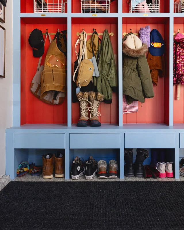 image of an entrance for a big family with a waterhog mat