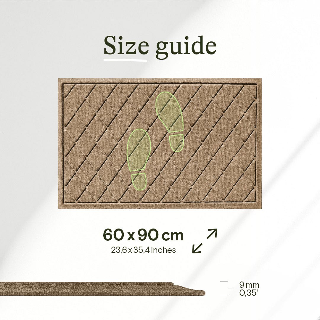 Size guide for a doormat with dimensions 60x90 cm on a white background.