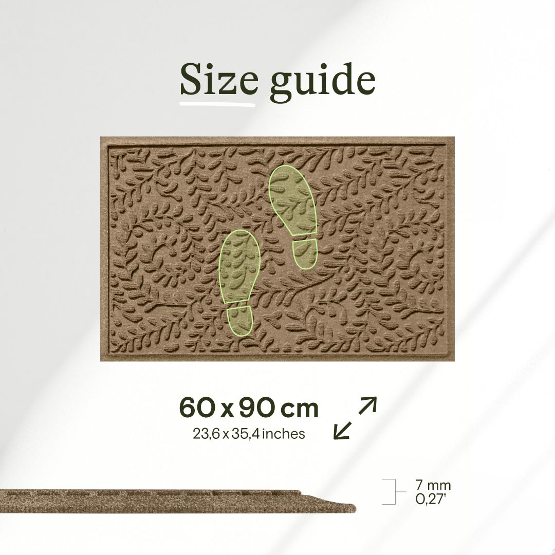Size guide for a doormat with dimensions 60x90 cm on a white background